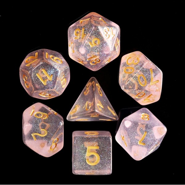 HD Polyhedral 7 Dice Set Pink Iridecent Dice