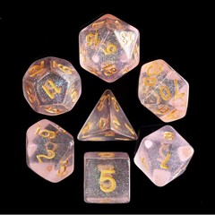 HD Polyhedral 7 Dice Set Pink Iridecent Dice