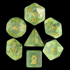 HD Polyhedral 7 Dice Set Green Iridecent Dice