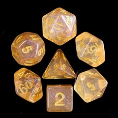 HD Polyhedral 7 Dice Set Orange Iridecent Dice