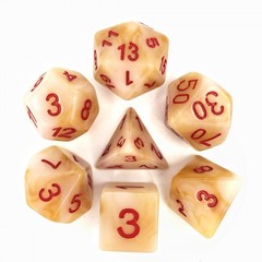 HD Polyhedral 7 Dice Set White（Red font) Jade dice