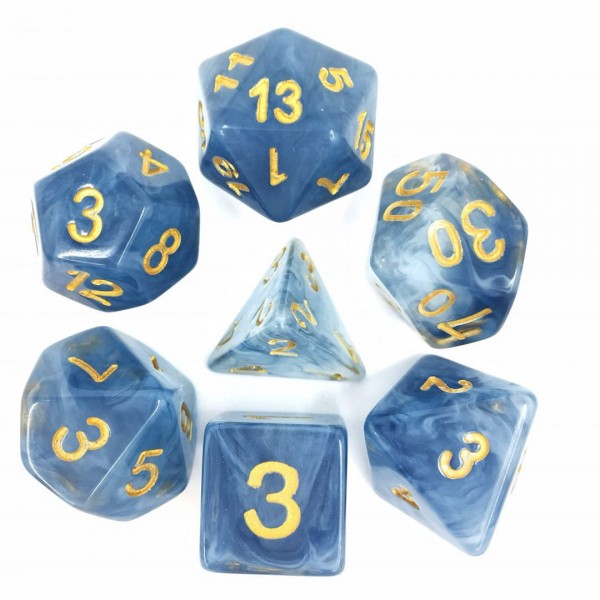 HD Polyhedral 7 Dice Set Blue Jade dice