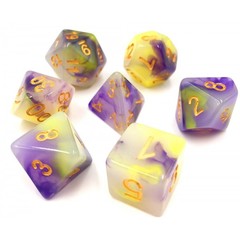 HD Polyhedral 7 Dice Set (Purple+Yellow) Jade dice set