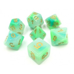 HD Polyhedral 7 Dice Set (Blue+Green) Jade dice set