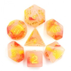 HD Polyhedral 7 Dice Set (Red+Yellow) Jade Dice Set