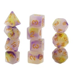 HD Polyhedral 11 Dice Set (Purple+Yellow) Jade dice set