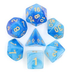 HD Polyhedral 7 Dice Set Blue Milky Dice