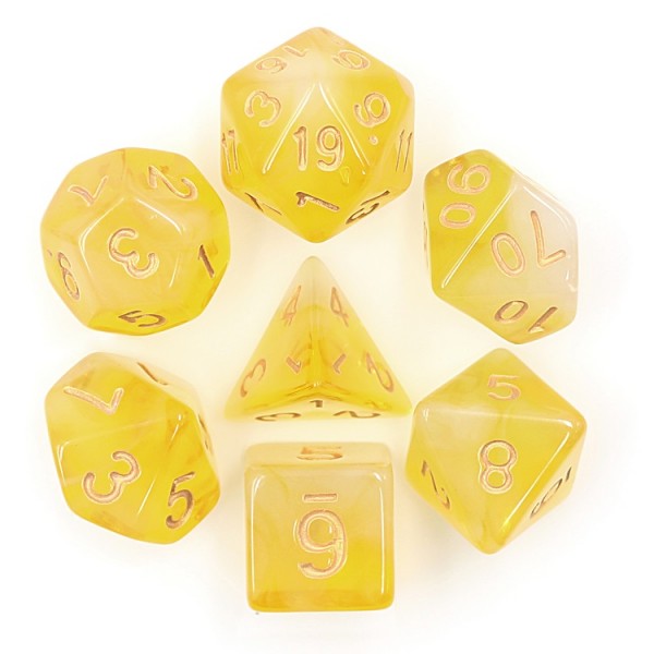 HD Polyhedral 7 Dice Set Yellow Milky Dice