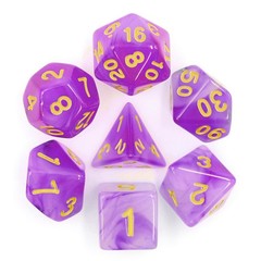 HD Polyhedral 7 Dice Set Purple Milky Dice