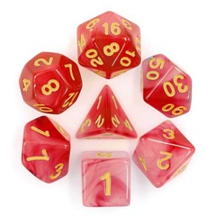 HD Polyhedral 7 Dice Set Red Yellow Milky Dice