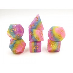 HD Polyhedral 7 Dice Set (Purple+Blue +Yellow+Pink) Layer dice set