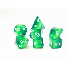 HD Polyhedral 7 Dice Set Green translucent layer dice