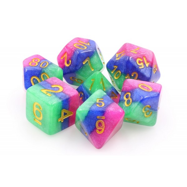HD Polyhedral 7 Dice Set Jesters Gambit