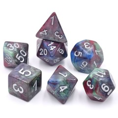 HD Polyhedral 7 Dice Set (Red+Green+Blue) Marble Dice