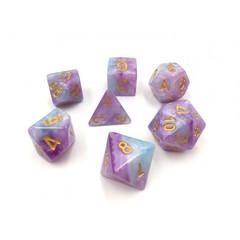 HD Polyhedral 7 Dice Set Purple blue marble dice