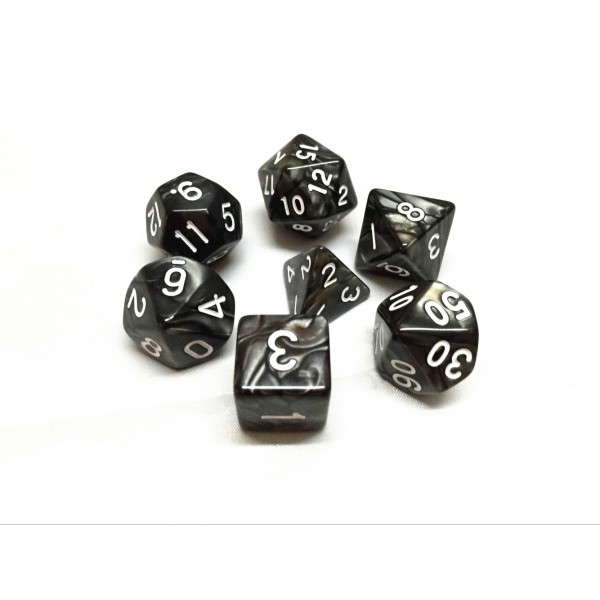 HD Polyhedral 7 Dice Set Black pearl dice