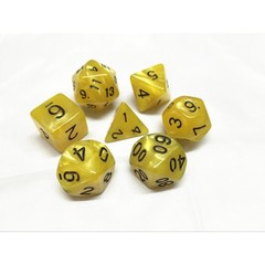 HD Polyhedral 7 Dice Set Yellow (Black font)pearl dice