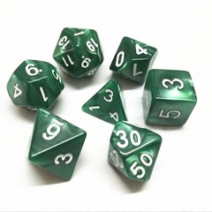 HD Polyhedral 7 Dice Set Green pearl dice