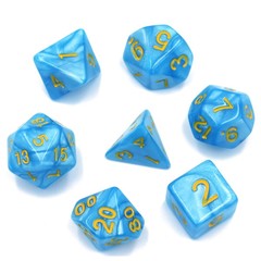 HD Polyhedral 7 Dice Set Light Blue (Yellow Gont)