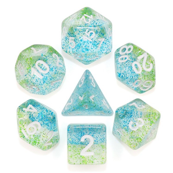 HD Polyhedral 7 Dice Set Blue Danube