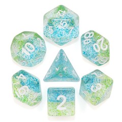 HD Polyhedral 7 Dice Set Blue Danube