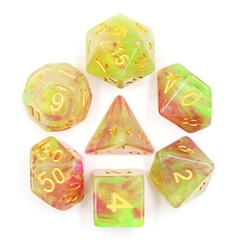 HD Polyhedral 7 Dice Set Lush Sunrise