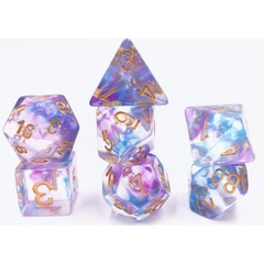 HD Polyhedral 7 Dice Set (Blue+Purple) Pearl Swirl Dice