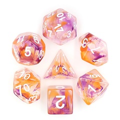 HD Polyhedral 7 Dice Set (Purple+Orange) Pearl Swirl Dice