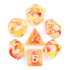 HD Polyhedral 7 Dice Set (Orange+Red) Pearl Swirl Dice