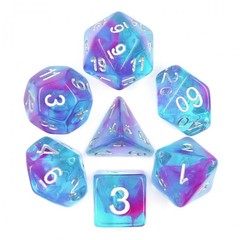 HD Polyhedral 7 Dice Set Aquarium Ribbon