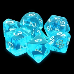 HD Polyhedral 7 Dice Set Azure Gems