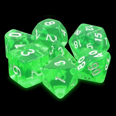 HD Polyhedral 7 Dice Set Emerald Gems