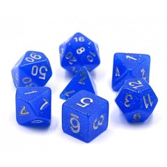 HD Polyhedral 7 Dice Set Deep Blue Translucent Glitter Dice Set