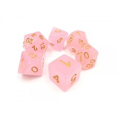 HD Polyhedral 7 Dice Set Pink Translucent Glitter Dice Set