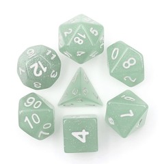 HD Polyhedral 7 Dice Set Grey Translucent Glitter Dice Set