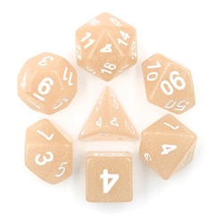 HD Polyhedral 7 Dice Set Beige Translucent Glitter Dice Set