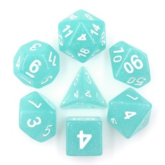 HD Polyhedral 7 Dice Set Lime Blue Translucent Glitter Dice Set