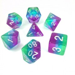 HD Polyhedral 7 Dice Set Blue Aurora