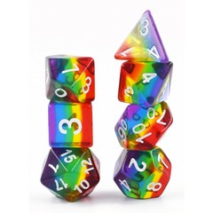 HD Polyhedral 7 Dice Set Transparent Rainbow Dice