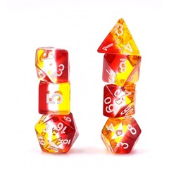 HD Polyhedral 7 Dice Set (Red+white+yellow) tranparent dice