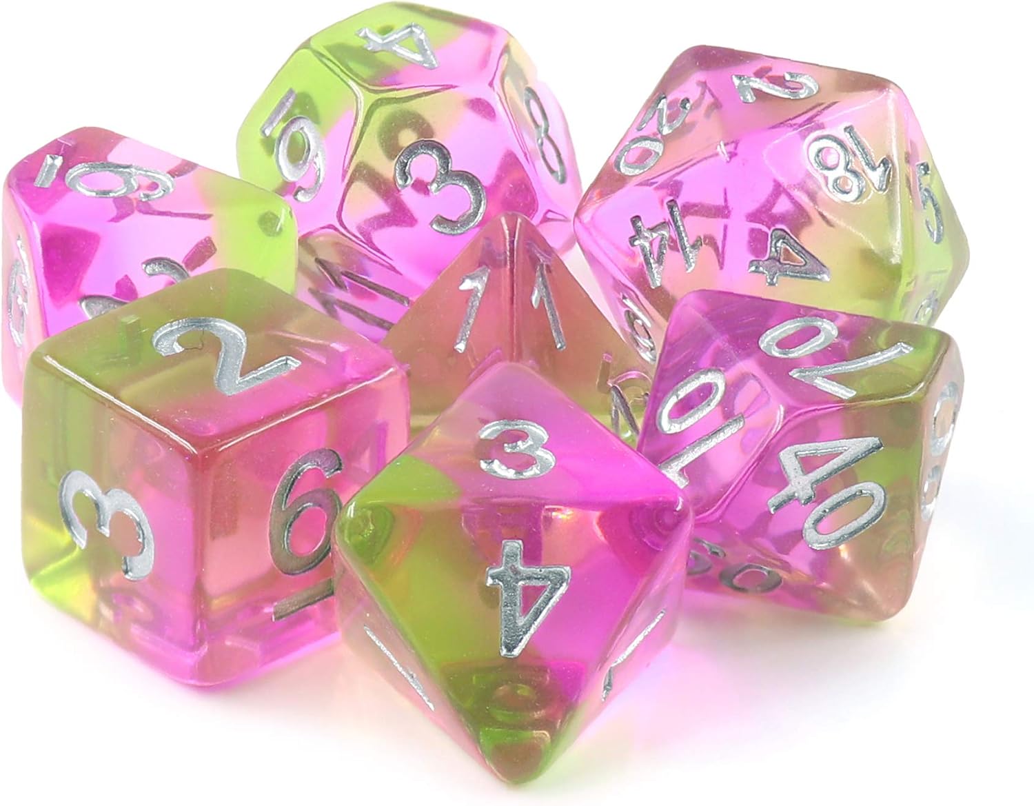 HD Polyhedral 7 Dice Set Strawberry Field