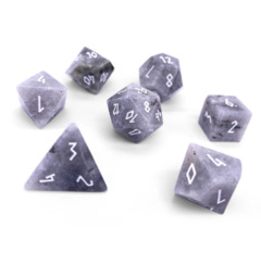 White Labradorite 7 Piece RPG Dice Set Gemstone By Norse Foundry