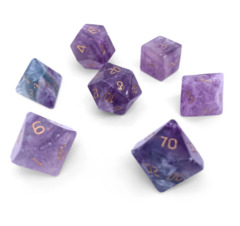 Purple Fluorite 7 Piece RPG Dice Set Gemstone By Norse Foundry