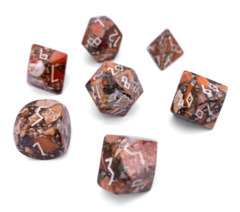 Bronzite Orange Imperial Jasper Trustone 7 Piece RPG Dice Set Gemstone