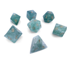 Green Fluorite 7 Piece RPG Dice Set Gemstone By Norse Foundry