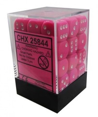 36 12mm Pink w/White Opaque D6 Dice - CHX25844