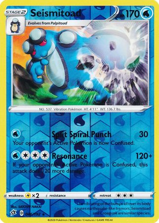 Seismitoad - 046/192 - Rare - Reverse Holo