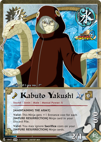 Kabuto Yakushi - N-1647 - Rare - Unlimited Edition - Naruto CCG