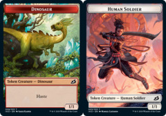 Dinosaur (008) // Human Soldier (003) Double-Sided Token - Foil