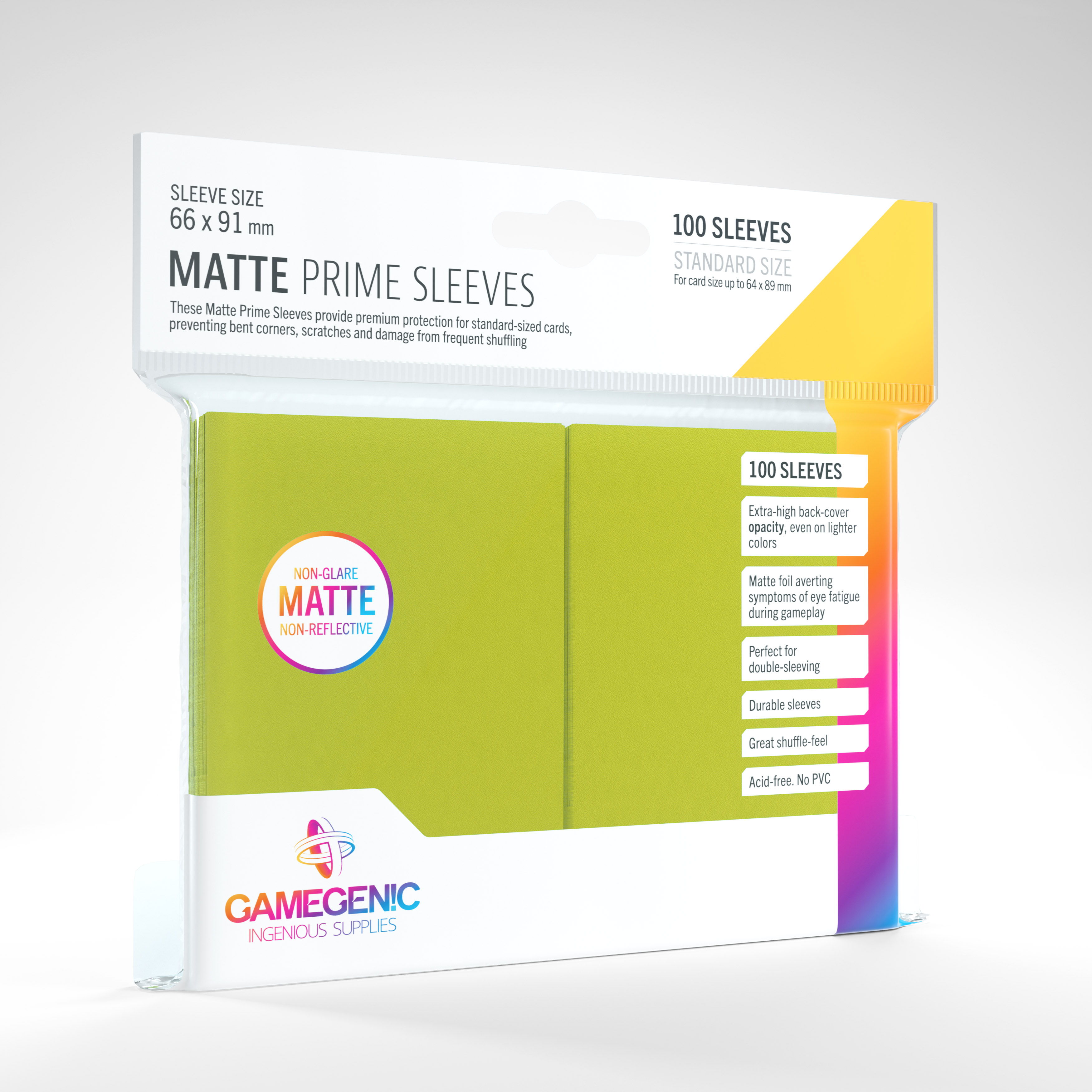 Gamegenic - Sleeves: Gamegenic Matte Prime Sleeves - Lime (100)